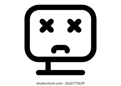 Dead Computer Icon - Minimalist Error Screen Graphic for Tech Designs