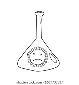 dead coronavirus in vitro. coronavirus vaccine. cure for the virus. doodle illustration
