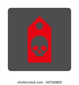 Dead Coupon vector icon. Style is flat rounded square silver button with red symbol, white background.