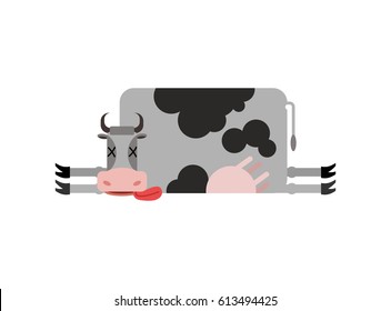 Dead cow. Farm animal dead. Corpse cattle