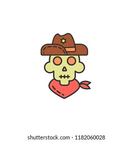 dead cowboy colored icon. Element of wild west icon for mobile concept and web apps. Cartoon dead cowboy icon can be used for web and mobile