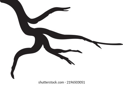 Dead Creepy Tree Branch Silhouette - Vector Illustration