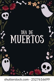 Día muerto Día de los Muertos Marco de vacaciones mexicano.Latina Estilo americano.Fiesta del día muerto, calavera o fiesta de halloween.Festival de música mexicana tradicional.Frontera del Vector que celebra los espíritus de los difuntos