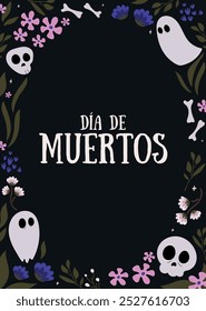 Día muerto Día de los Muertos Marco de vacaciones mexicano.Latina Estilo americano.Fiesta del día muerto, calavera o fiesta de halloween.Festival de música mexicana tradicional.Frontera del Vector que celebra los espíritus de los difuntos