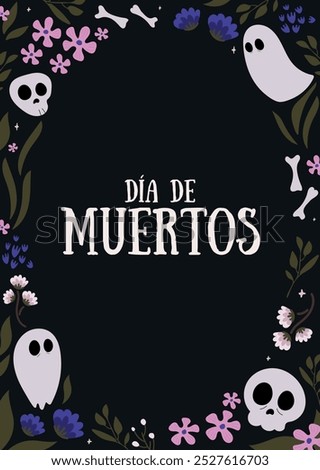 Dead Day Dia De Los Muertos Mexican holiday frame.Latin American style.Dead day party,skull or halloween holiday.Traditional mexican music festival.Vector border celebrating the spirits of departed