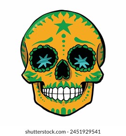 Dead day party, sugar skull or halloween holiday. Traditional mexican music festival, fun bright dance vector characters. Halloween Dia De Los Muertos Celebration.