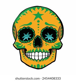 Dead day party, sugar skull or halloween holiday. Traditional mexican music festival, fun bright dance vector characters. Halloween Dia De Los Muertos Celebration.