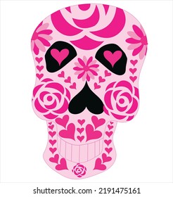 Dead day skulls. Mexican sugar human head bone Halloween tattoo dia de los muertos. Vector illustration isolated on white background