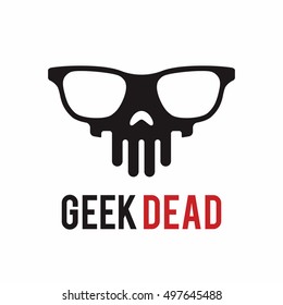 DEAD DEARTH SKULL BONE GEEK LOGO ICON SYMBOL TEMPLATE EMBLEM