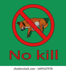 Dead Dog On The Poster For World Animal Day. No Kill. Stock Vector Illustration