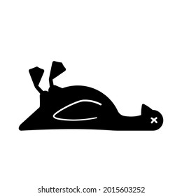 Dead duck silhouette icon. Clipart image isolated on white background.