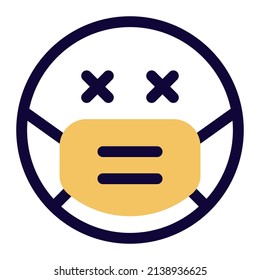 dead emoji facial expression with a mask