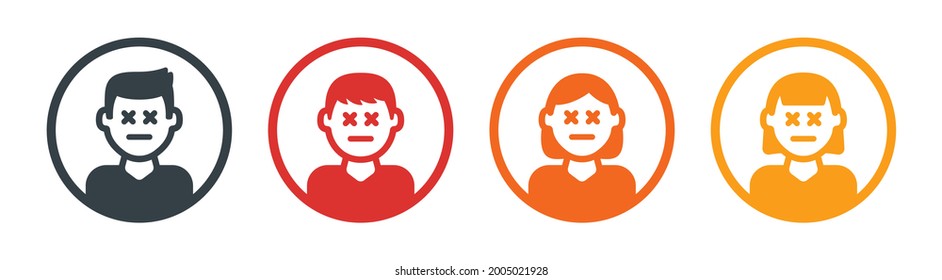 Icono del emoji muerto ilustrando el vector. Avatar y conjunto de símbolos de perfil.