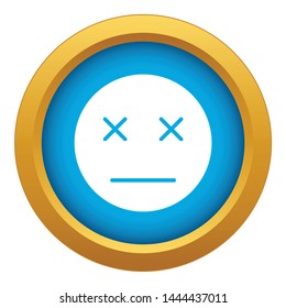 Dead emoticon blue vector isolated on white background for any design