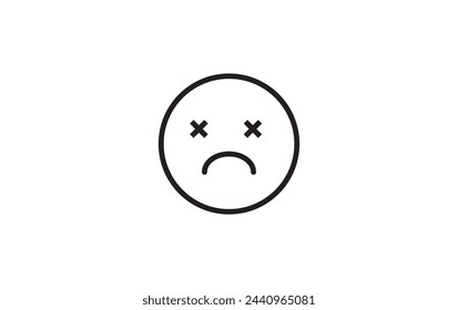  Dead emoticon outline icon. linear style sign for mobile concept and web design. Sad smiley face emoji simple line vector icon. Symbol, logo illustration. Pixel perfect vector graphics