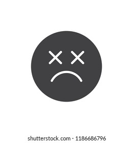 Dead emoticon vector icon. filled flat sign for mobile concept and web design. Sad face emoji simple solid icon. Symbol, logo illustration. Pixel perfect vector graphics