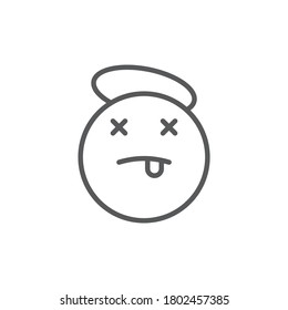Símbolo del icono del vector del emoticono muerto aislado en fondo blanco