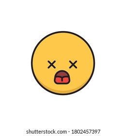 Dead emoticon vector icon symbol isolated on white background