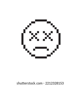 Dead emotion face illustration, pixel art