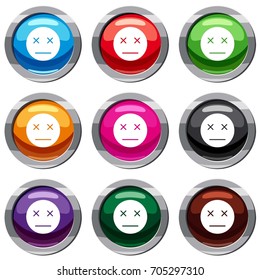 Dead emotset icon isolated on white. 9 icon collection vector illustration