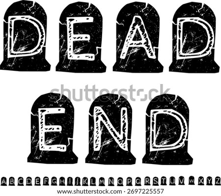 Dead End Font – Horror Tombstone Display Typeface Creepy Halloween Gravestone Alphabet for Scary Poster Spooky Design