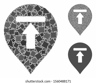 Dead end marker composition of rugged elements in different sizes and color hues, based on dead end marker icon. Vector bumpy elements are grouped into collage.