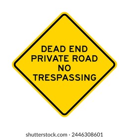 Dead end private road no trespassing warning road sign isolated on white background