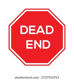 Sinal do Dead End. Símbolo Dead End para Uso de Navegação. Consciência de condução. Sinalização de segurança no trânsito Dead End. Sinal de Dead End Vermelho Isolado para Segurança de Transporte.