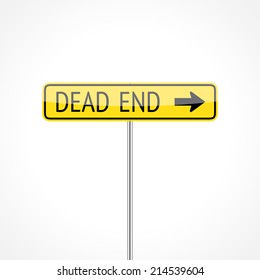 Dead End Traffic Sign (right) Isolated On White Background