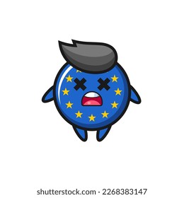 the dead europe flag badge mascot character , cute style design for t shirt, sticker, logo element