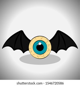 Dead eye with bat wings. Spooky halloween - Vector illustration