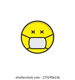 dead face cute icon with mask vector eps