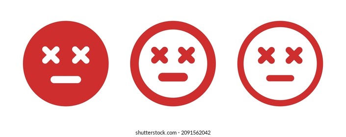 Juego de iconos de emoción de cara muerta.
