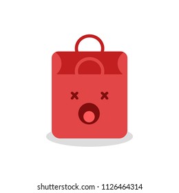 Dead Face Empty Paper Shopping Bag Vector Illustration 