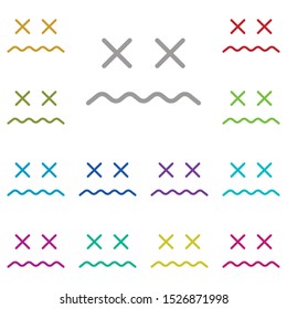 Dead, face multi color icon. Simple thin line, outline vector of emotion icons for ui and ux, website or mobile application