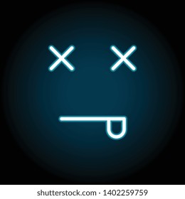 dead, face neon icon. Simple thin line, outline vector of Emotion icons for UI and UX, website or mobile application on dark blue gradient background