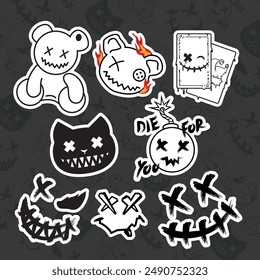 "Dead Face Sticker Logo" ideal für Aufkleber, Merchandise und Bekleidungsdesigns. Dieses Paket bietet hochwertige, auffällige Designs, einfach zu bedienen und skalierbar.