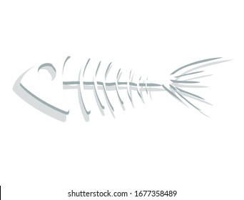 dead fish bone skeleton on white background