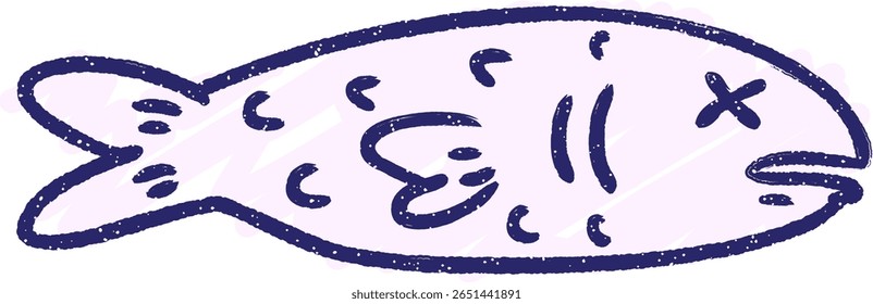 Dead Fish Chalk Drawing in bright neon color