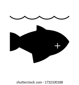 Dead fish floating upsidedown, symbol for environmental destruction, polluted water, vector illustration symbol
