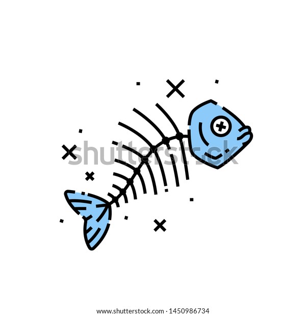 Dead Fish Head Bones Line Icon Stock Vector Royalty Free 1450986734