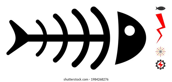 Icono de pez muerto con estilo plano. Iconos de peces muertos vectoriales aislados ilustraciones sobre un fondo blanco, estilo simple. También se agregaron algunos iconos similares.
