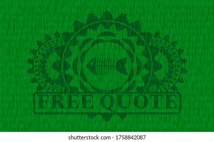 dead fish icon and free quote text grass realistic badge. Eco handsome background. Illustration. 