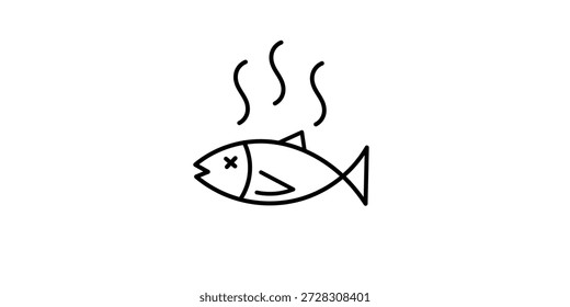 Icono de pescado muerto aislado sobre fondo blanco. Peces podridos. Ilustración vectorial. Icono de pescado podrido. Icono de pez muerto.