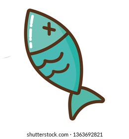 dead fish isolated icon
