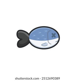 dead fish in outline flat vector design.