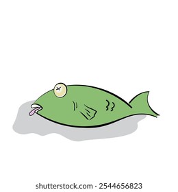 Dead fish in polluted water. water pollution. Vector illustration.