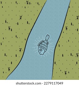 Dead Fish in the River. Illustration
