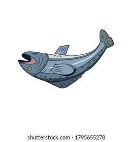 Dead Fish Salmon cartoon Illustration 