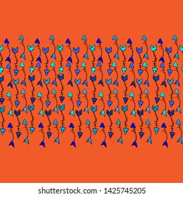 Dead fish skeletons cute cartoon pattern   for web and print 